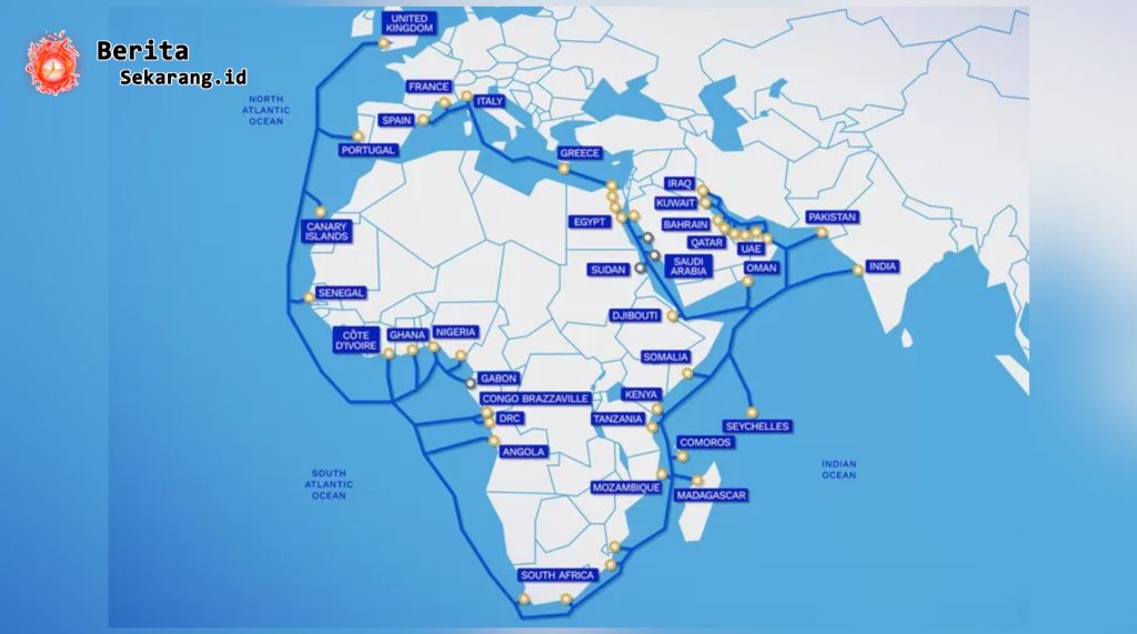 peta kabel internet bawah laut global